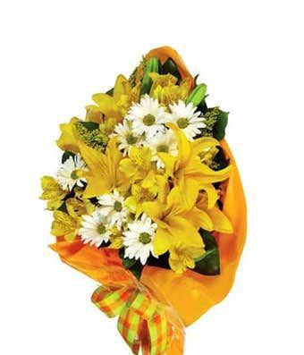 Yellow Lily Hand Tied Bouquet